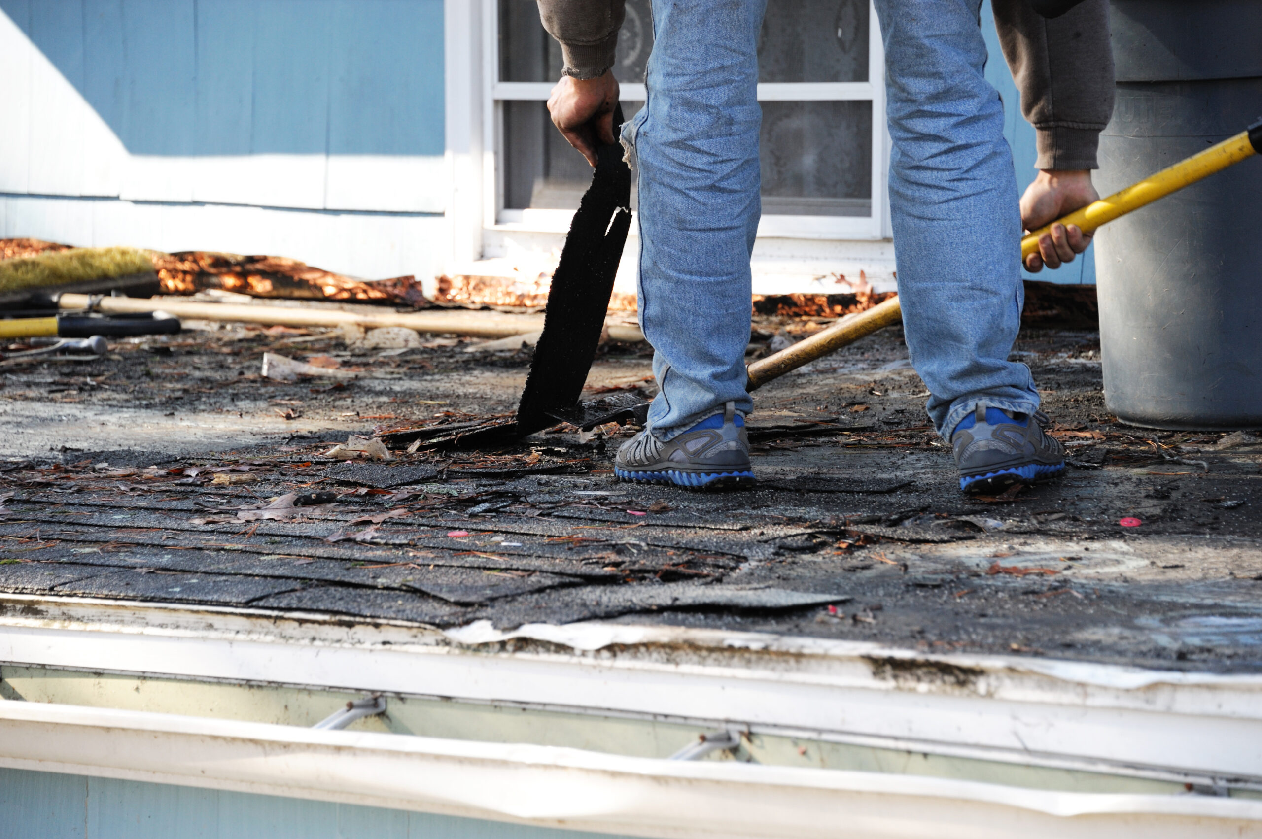 Roof being repaired